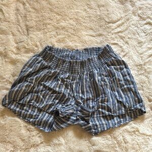 Motherhood Maternity Striped Blue Women's Shorts - Super Soft & Flowy